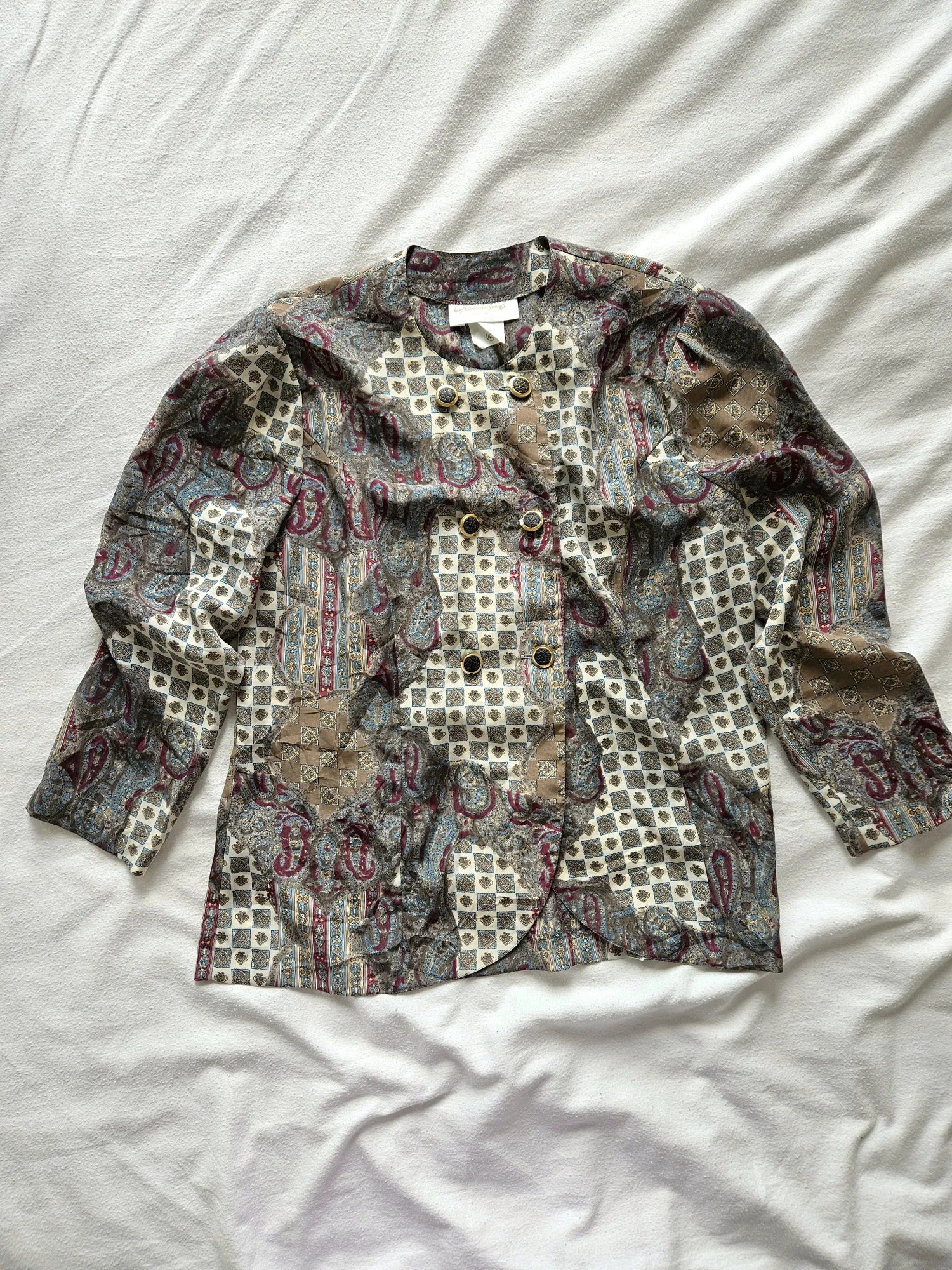 Vintage blouse met bijzondere prints | L