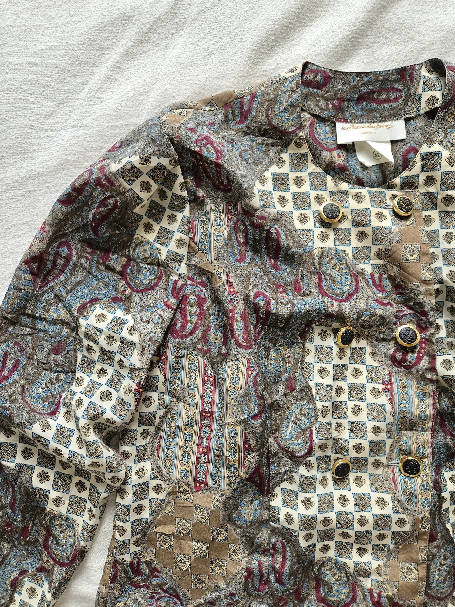 Vintage blouse met bijzondere prints | L