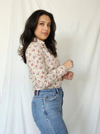 Katoenen vintage blouse met bloemen | S