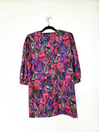 Lange vintage blouse met kleurrijke print | M