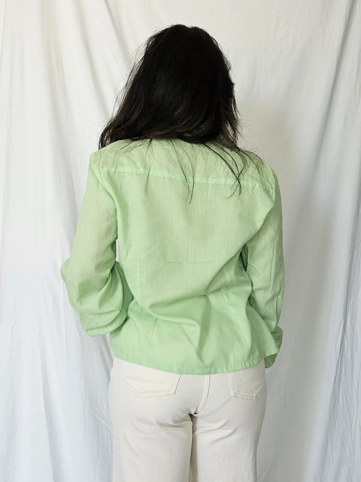 Lichtgroene vintage blouse | M
