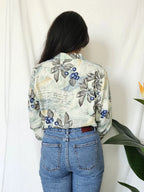 Viscose lichtgroene vintage blouse  | L