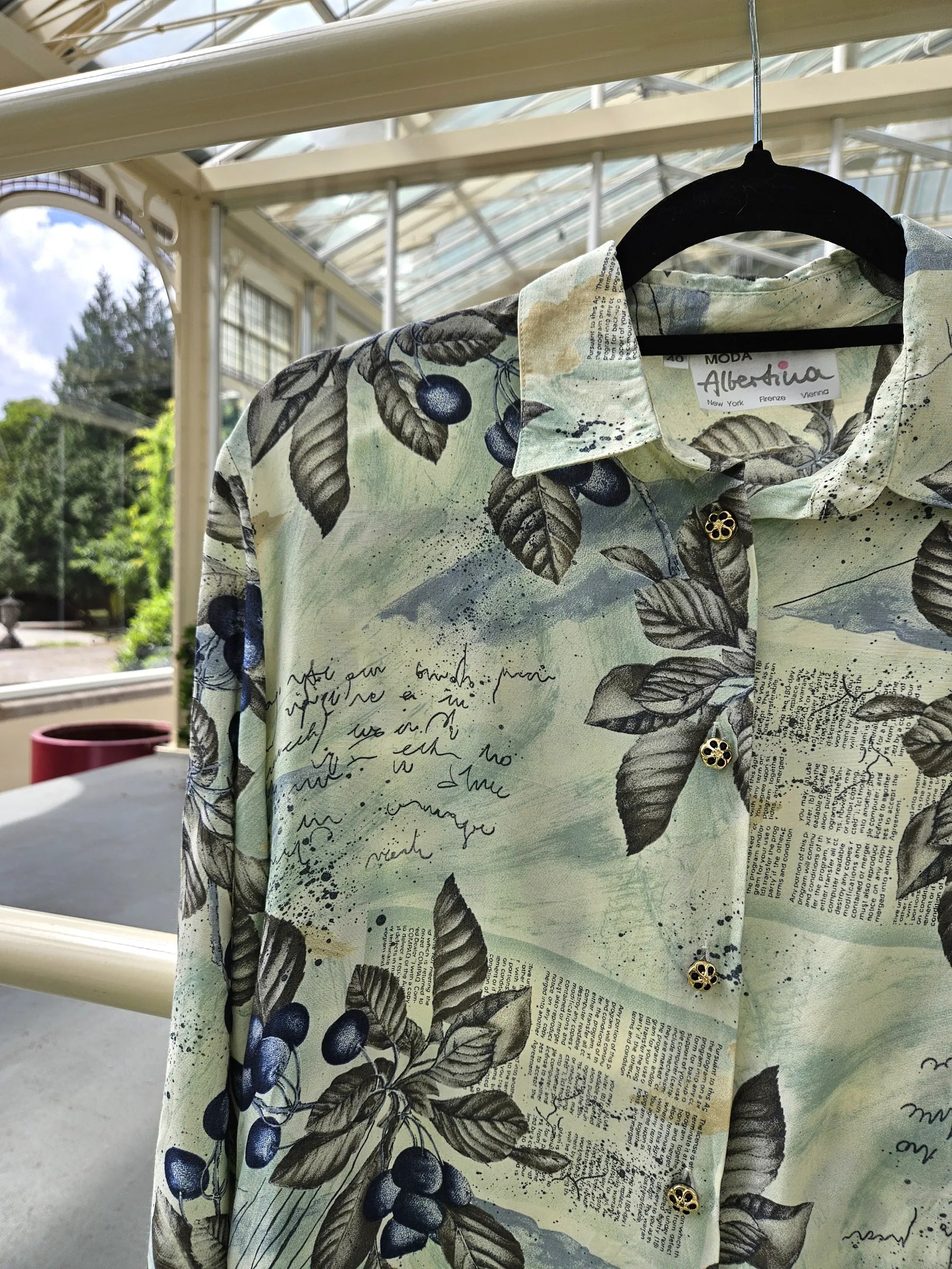 Viscose lichtgroene vintage blouse  | L