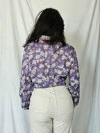 Vintage blouse met paarse print | XL