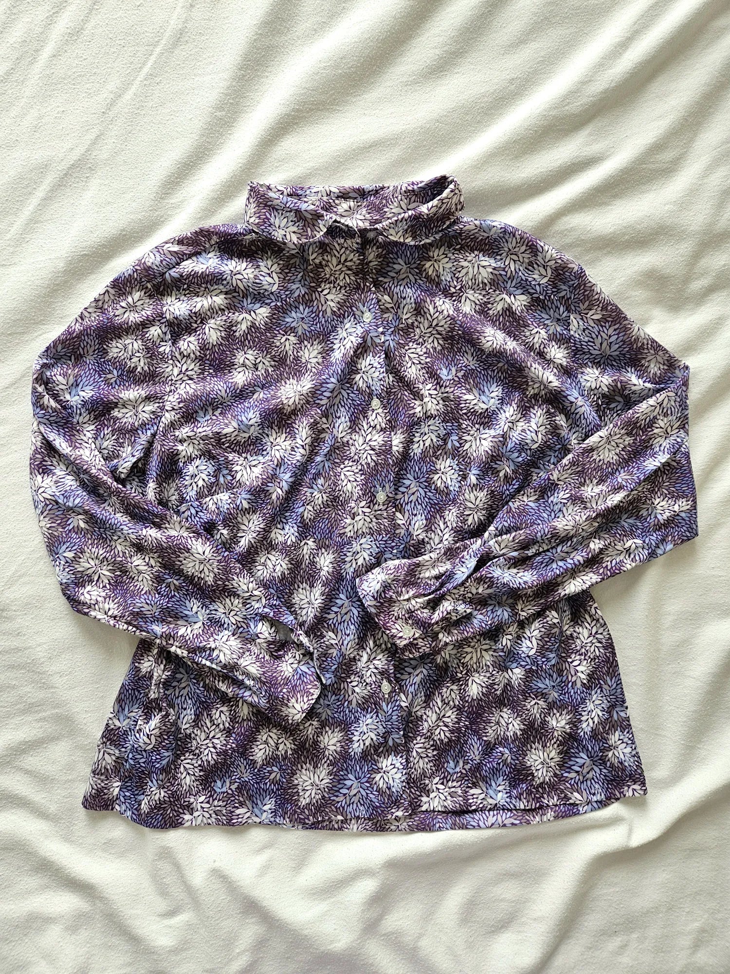 Vintage blouse met paarse print | XL