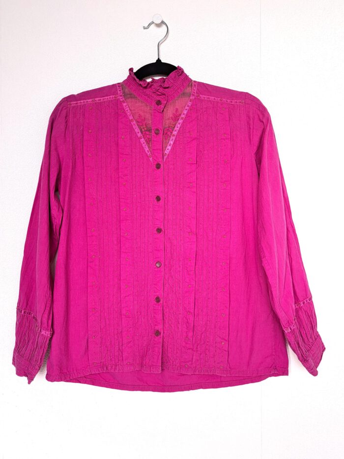 Paarse jaren 70 katoenen vintage blouse | S