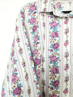 Handwerk katoenen vintage blouse met rozen | XXL