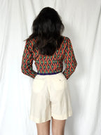 Vintage blouse met gekleurde ruiten | XS