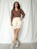 Vintage blouse met gekleurde ruiten | XS