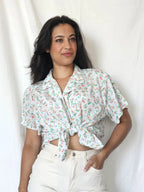 Luchtige vintage blouse met lichte glans | XXL
