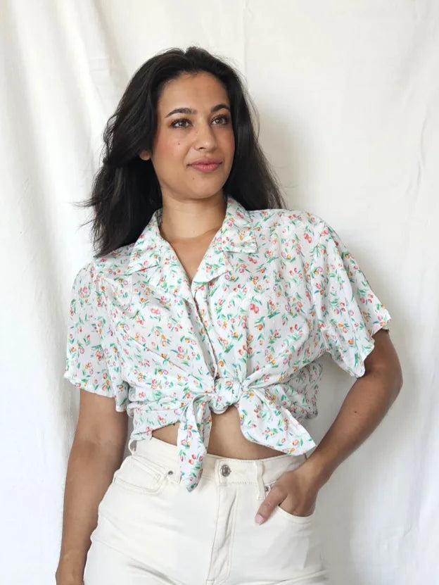 Luchtige vintage blouse met lichte glans | XXL