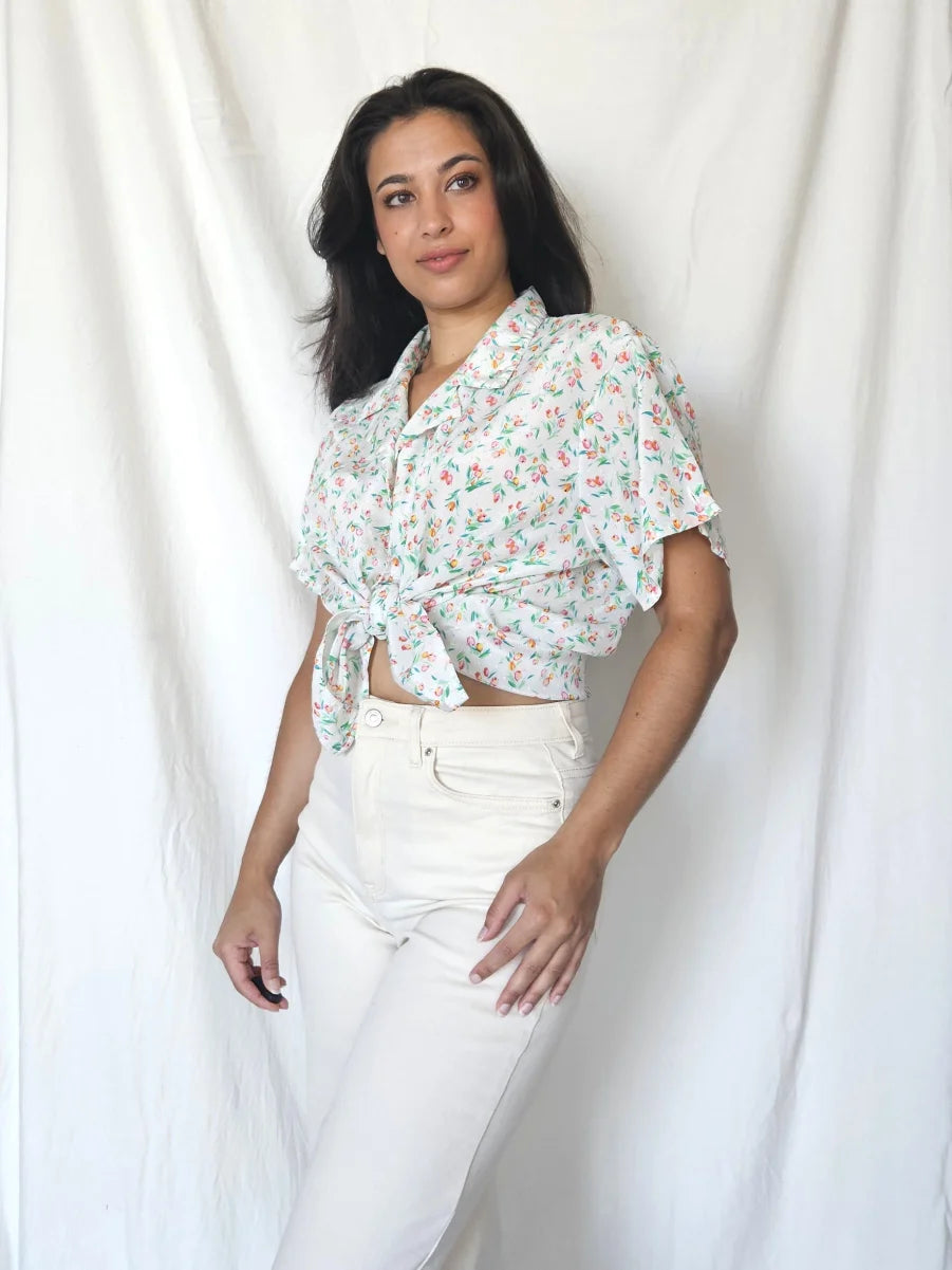 Luchtige vintage blouse met lichte glans | XXL