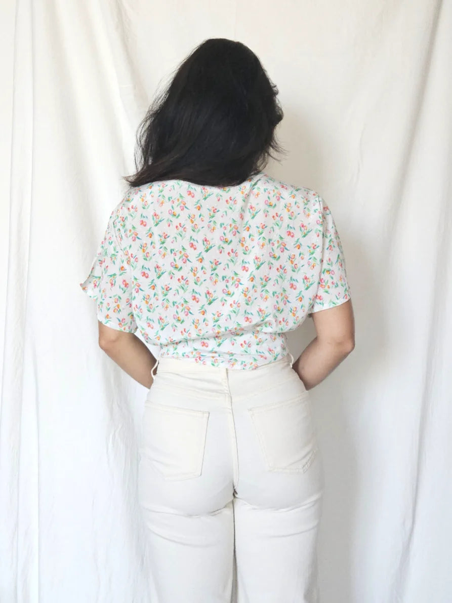 Luchtige vintage blouse met lichte glans | XXL