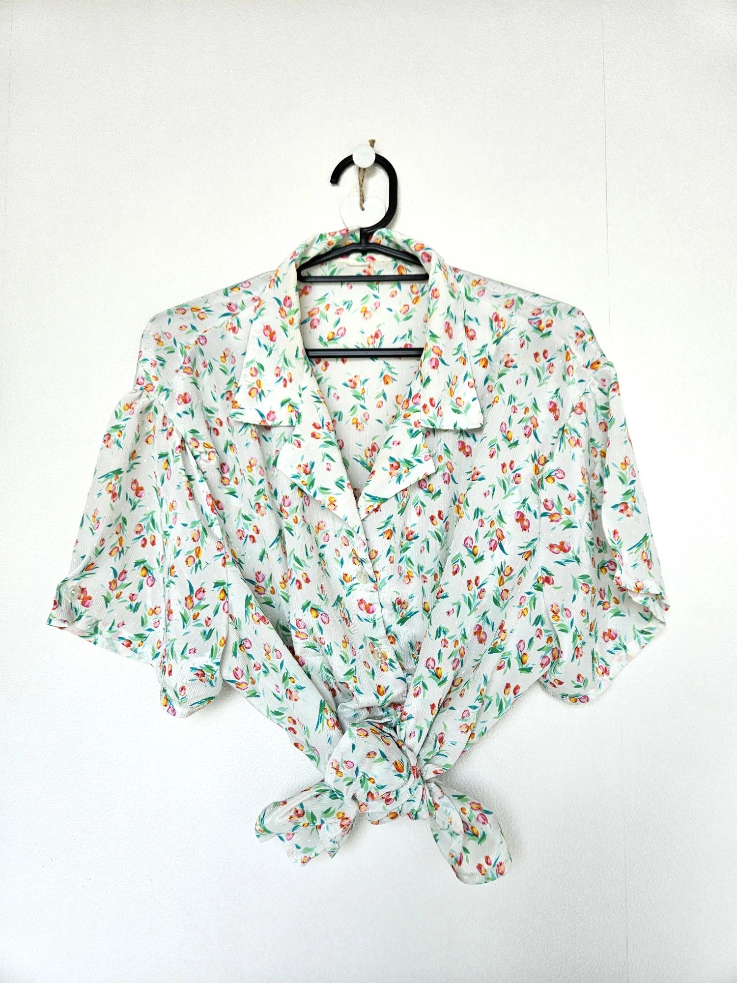 Luchtige vintage blouse met lichte glans | XXL