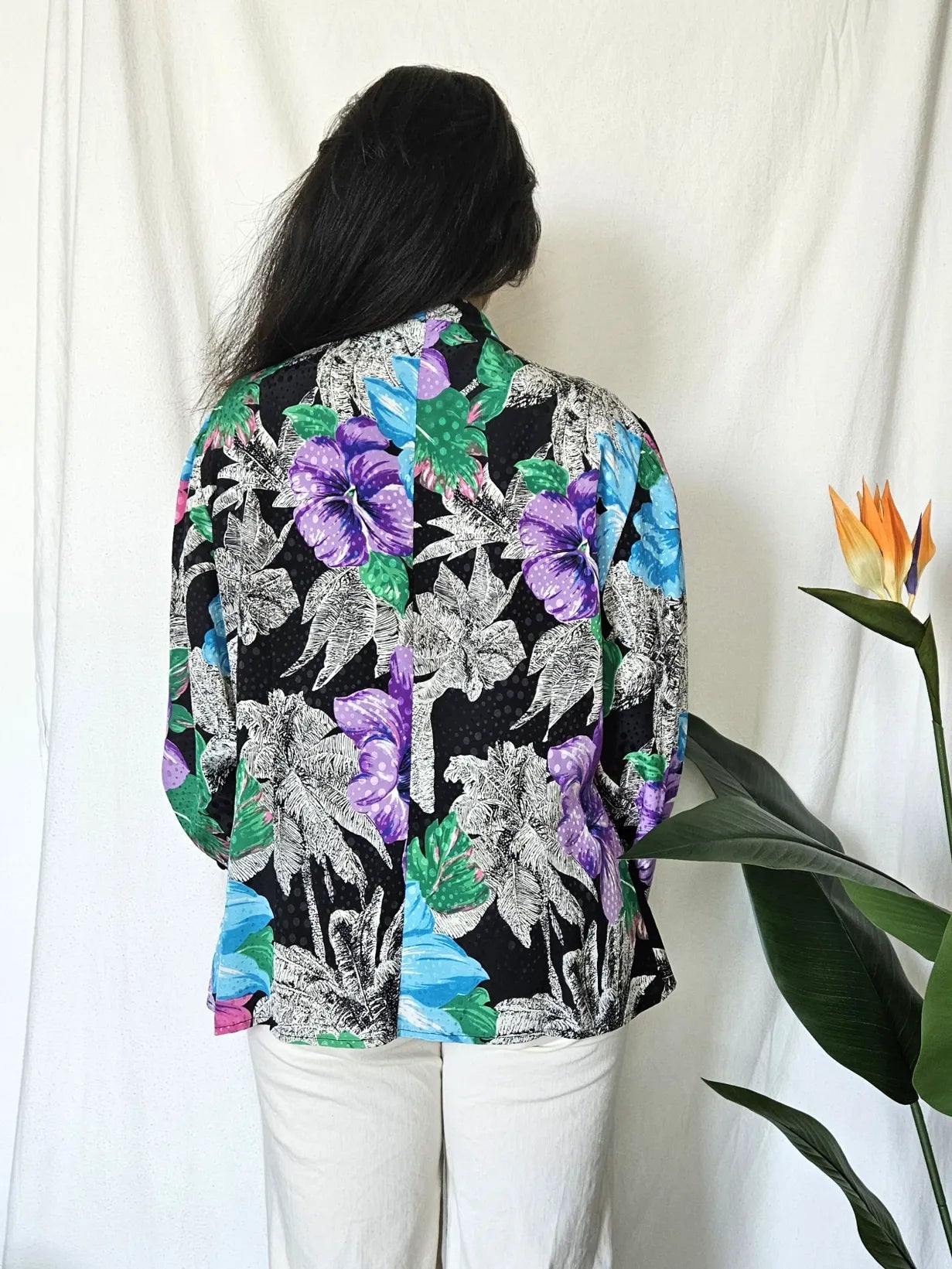 Vintage waterval blouse met pussy bow  | L