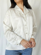 Witte silky vintage blouse | M