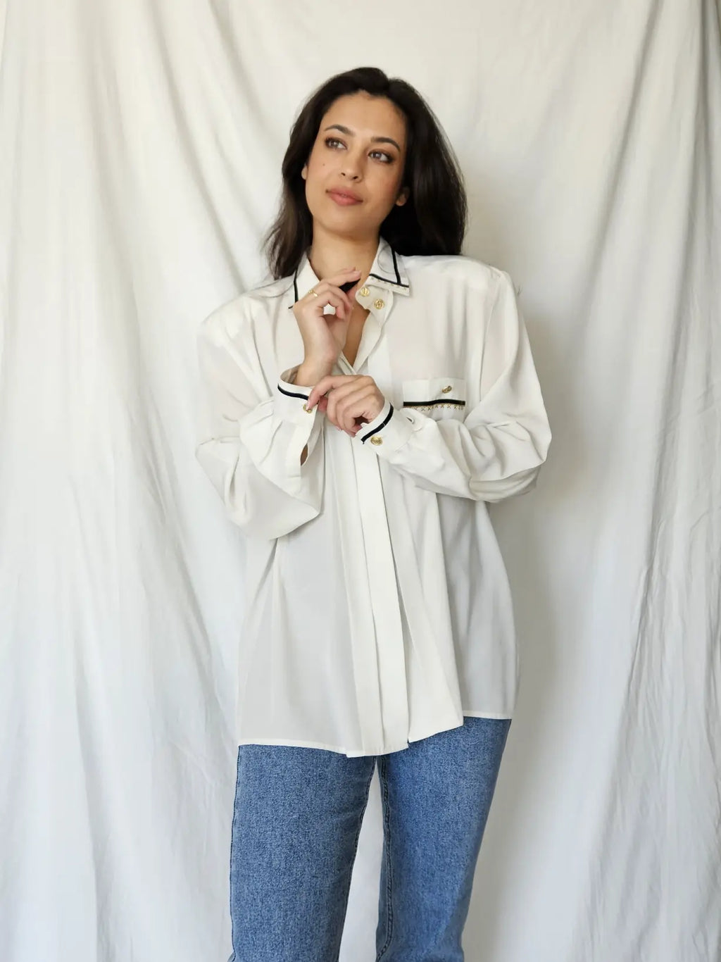 Elegante witte vintage blouse | XXL