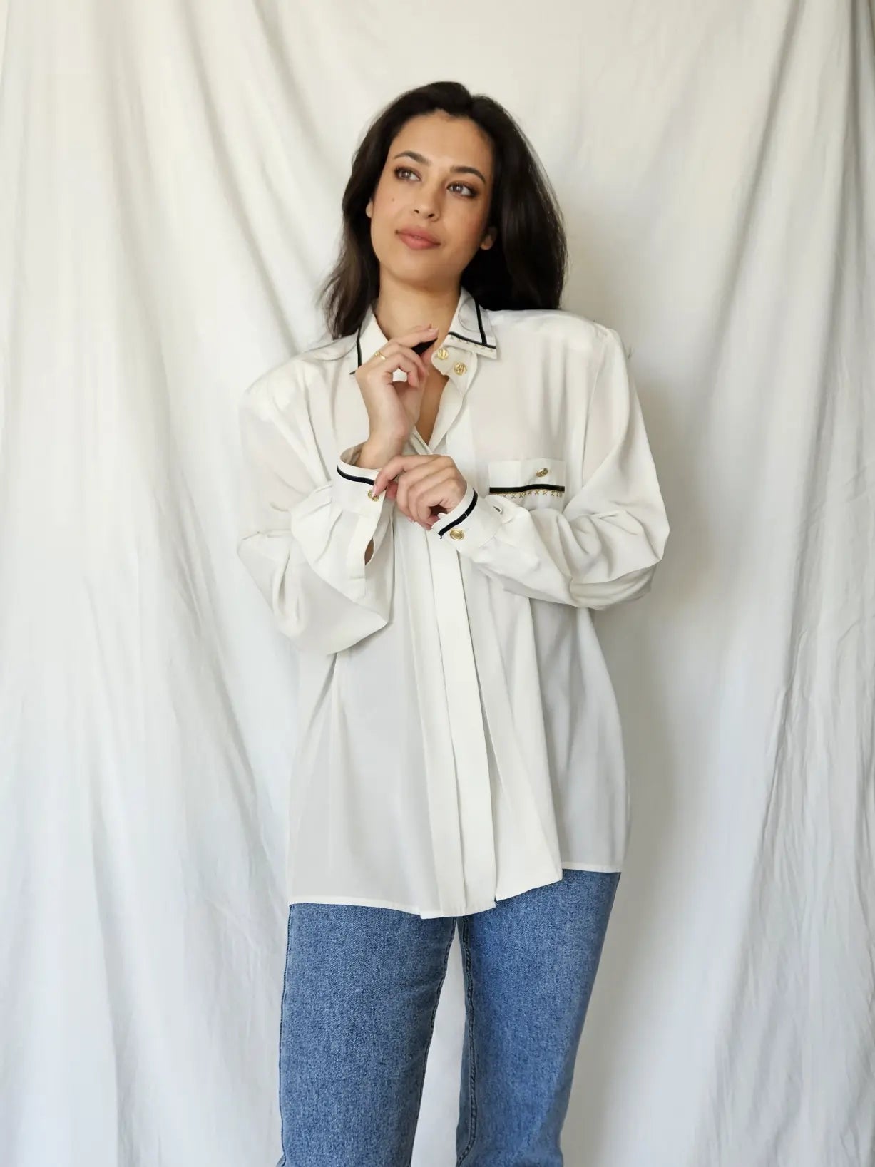 Elegante witte vintage blouse | XXL