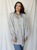 Zilvergrijze vintage blouse | XL