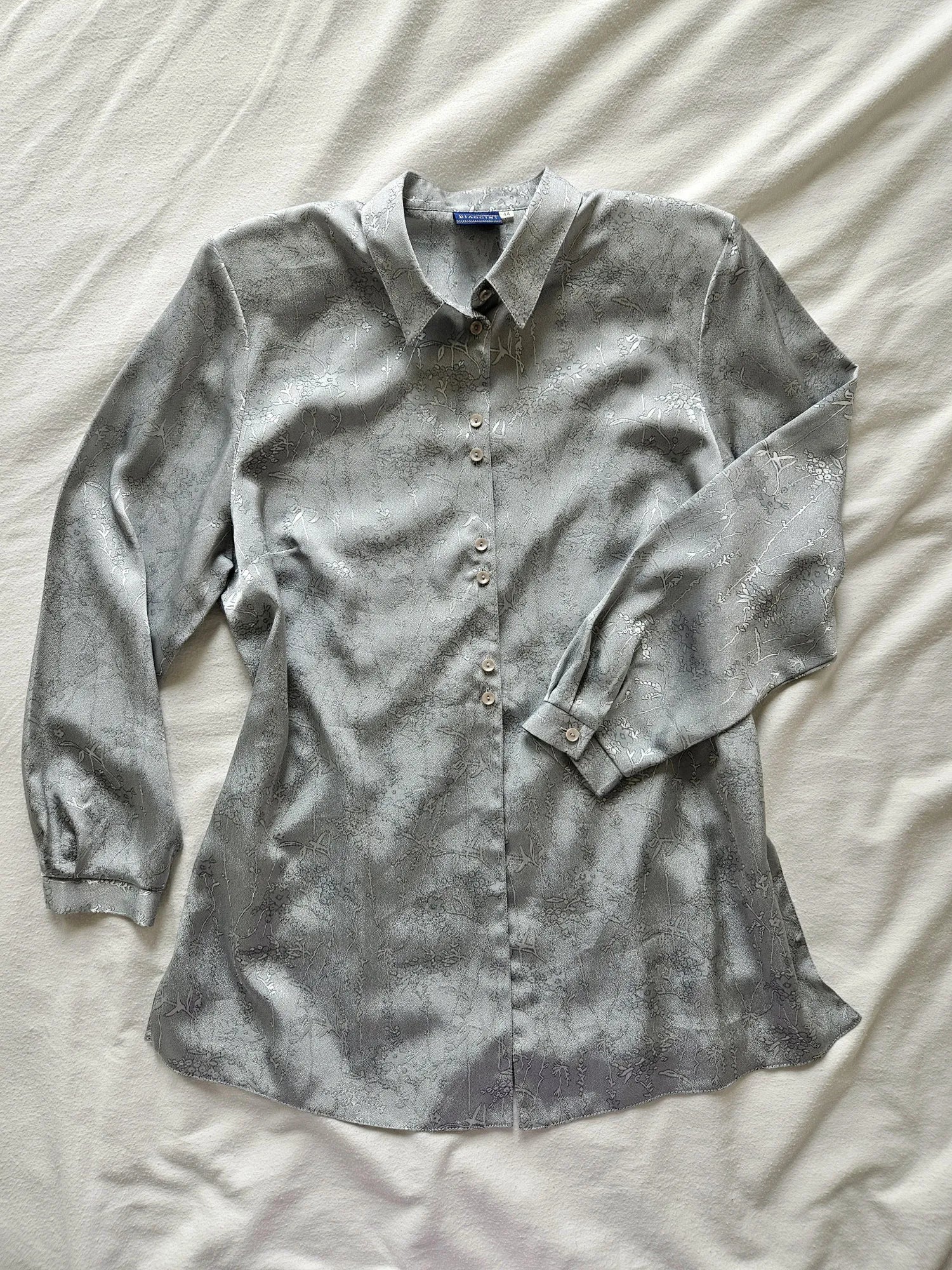 Zilvergrijze vintage blouse | XL