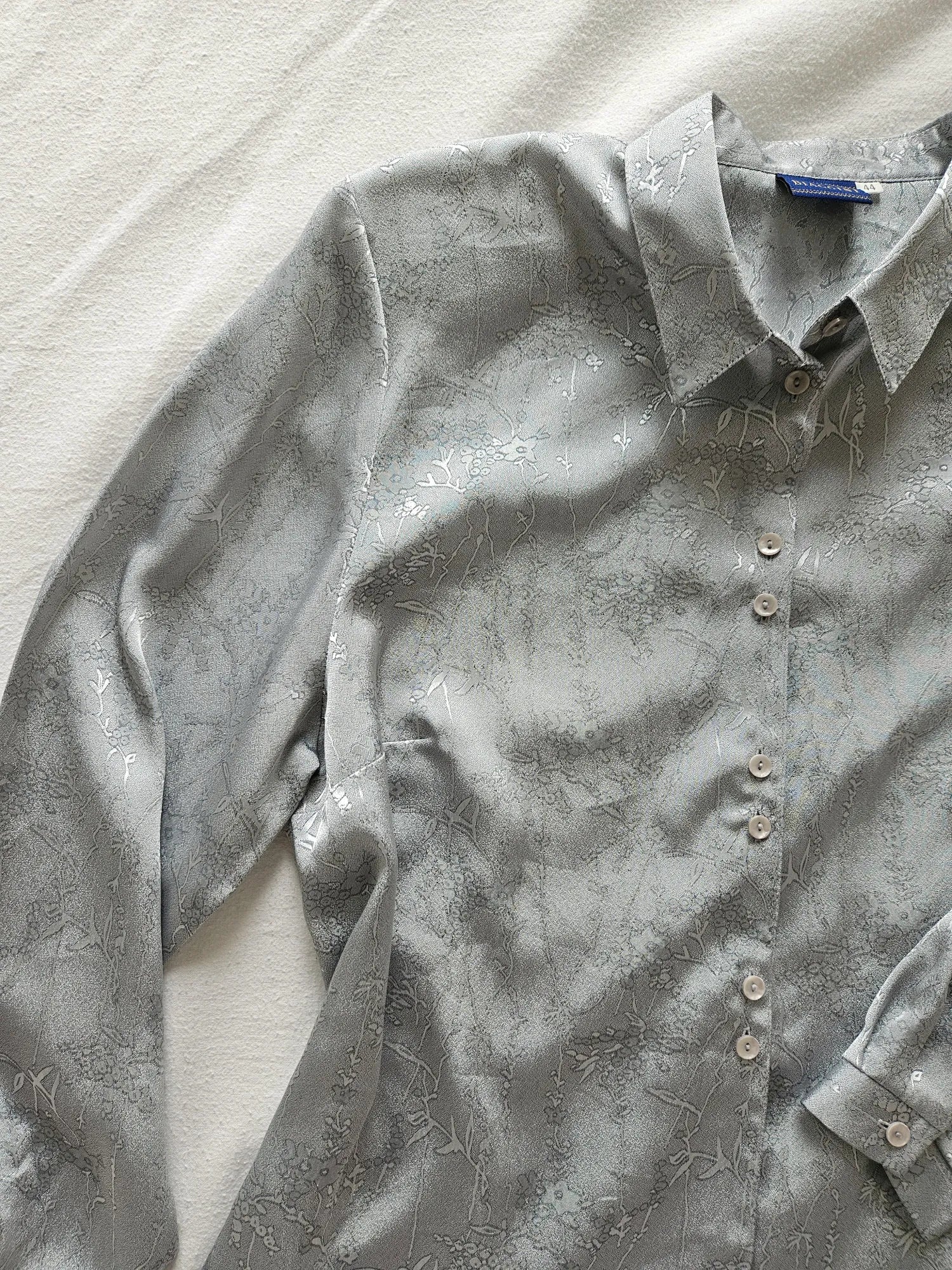 Zilvergrijze vintage blouse | XL