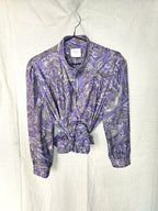 Zachte vintage blouse met paarse print | L