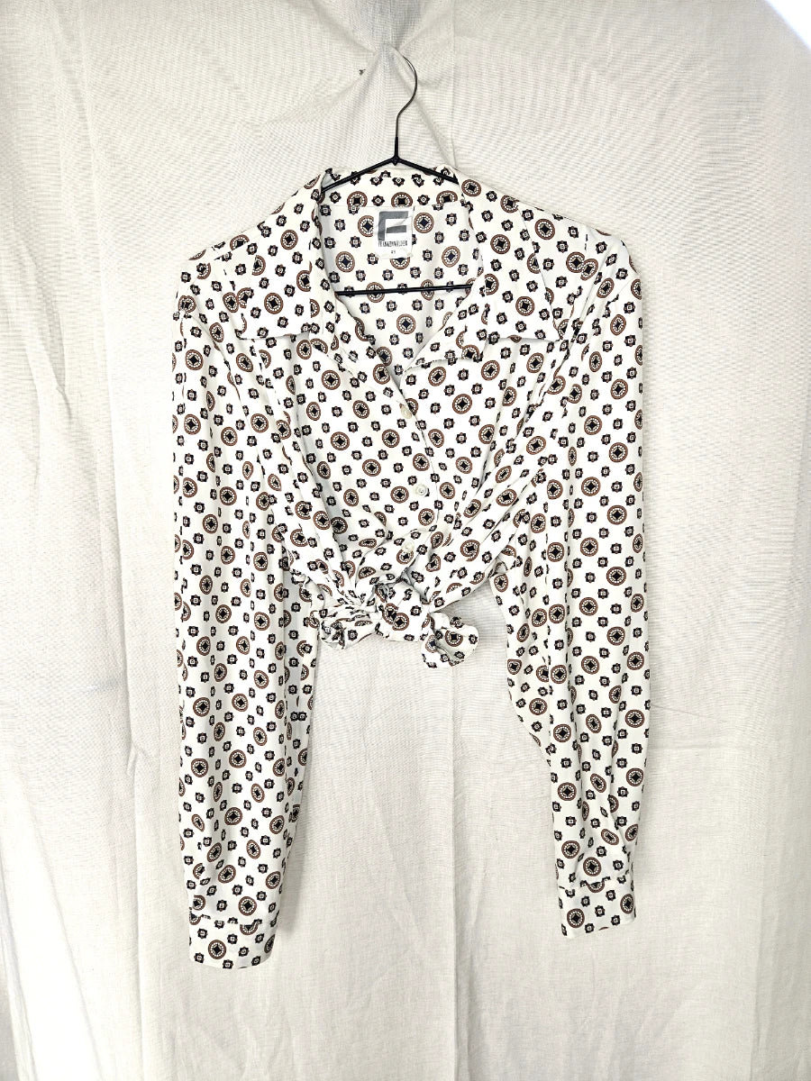 Vintage blouse met marine print | XXL