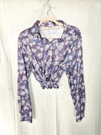 Vintage blouse met paarse print | XXL