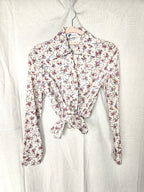 Katoenen vintage blouse met bloemen | S/M