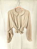 Beige vintage blouse met kraagje | XL