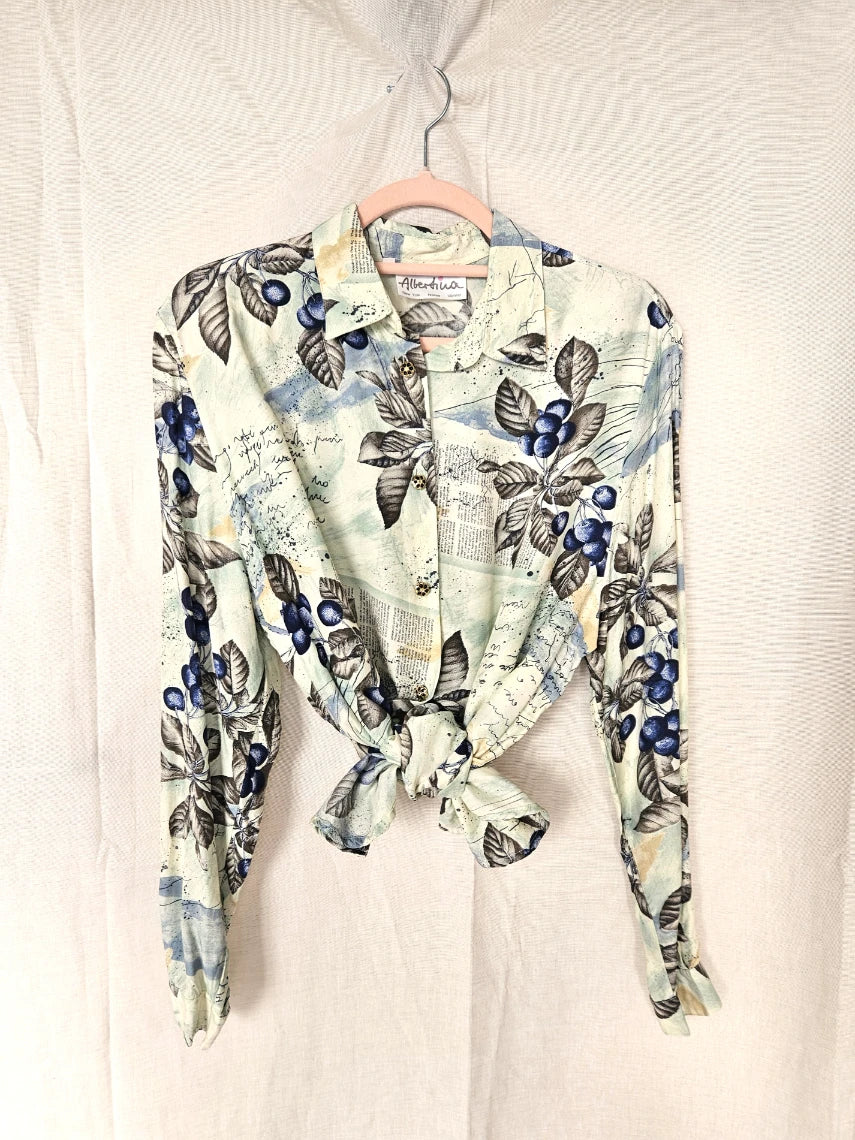 Viscose lichtgroene vintage blouse  | L