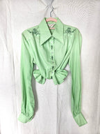 Lichtgroene 70s vintage blouse | L