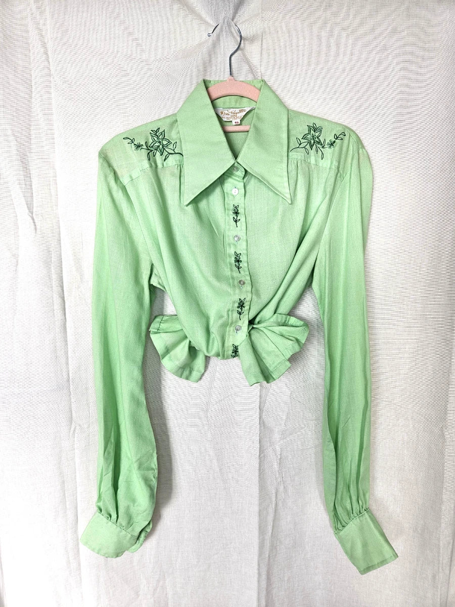 Lichtgroene 70s vintage blouse | L
