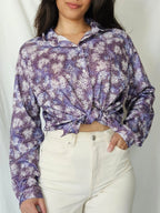 Vintage blouse met paarse print | XXL