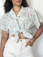 Luchtige vintage blouse met lichte glans | XXL