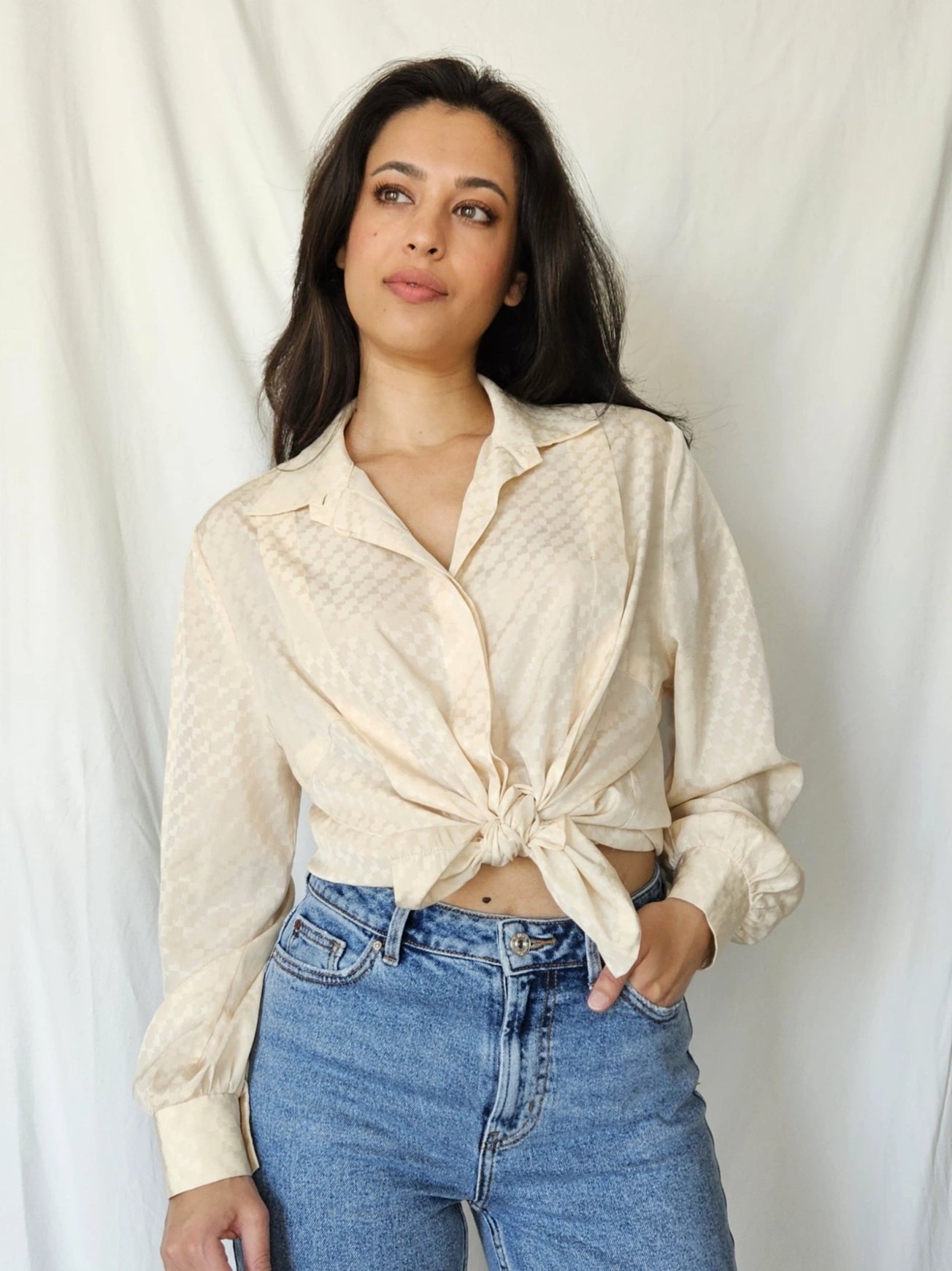 Beige vintage blouse | L