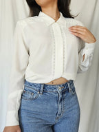 Romantische witte vintage blouse | L