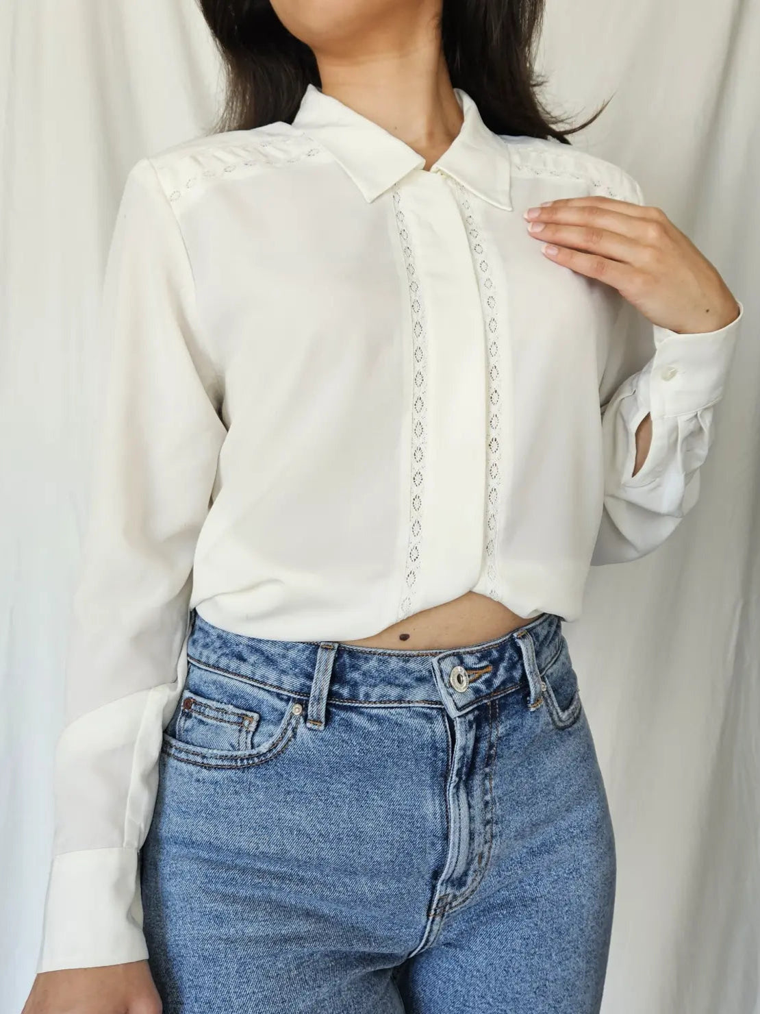 Romantische witte vintage blouse | L