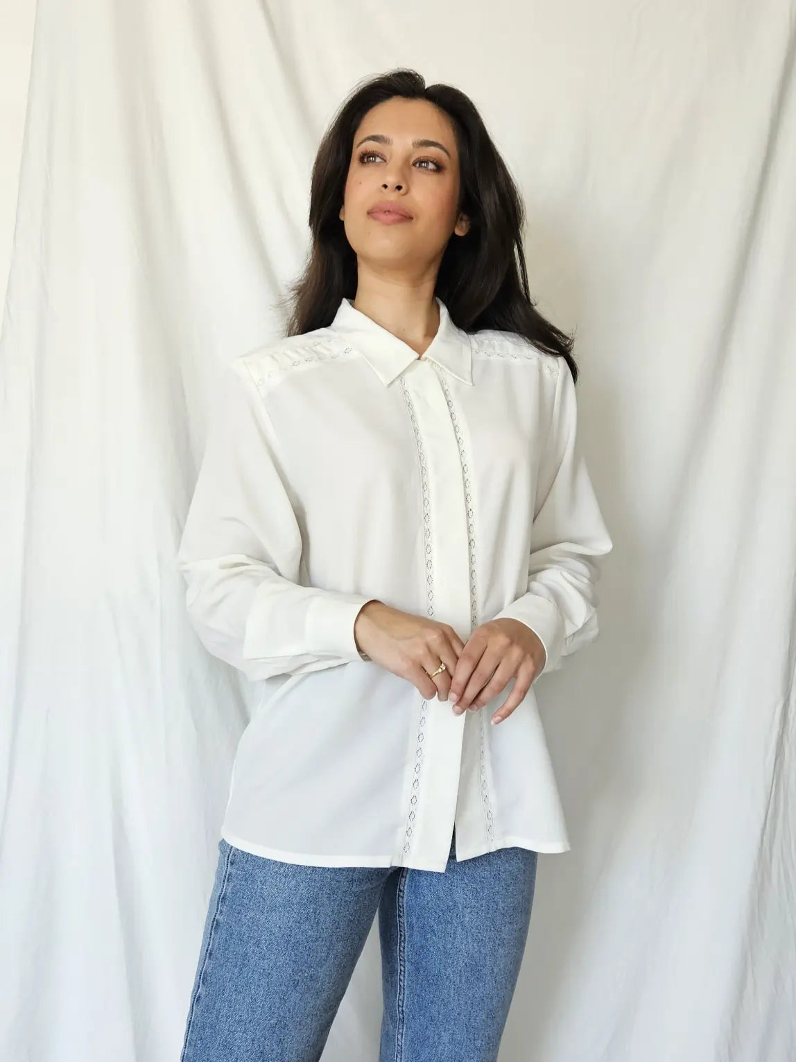 Romantische witte vintage blouse | L