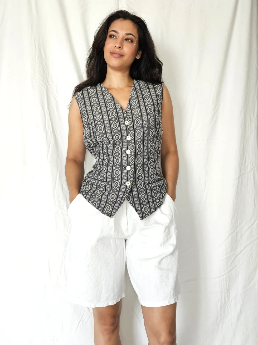 Vintage gilet met borduursels