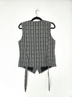 Katoenen vintage gilet met witte borduursels | M/L