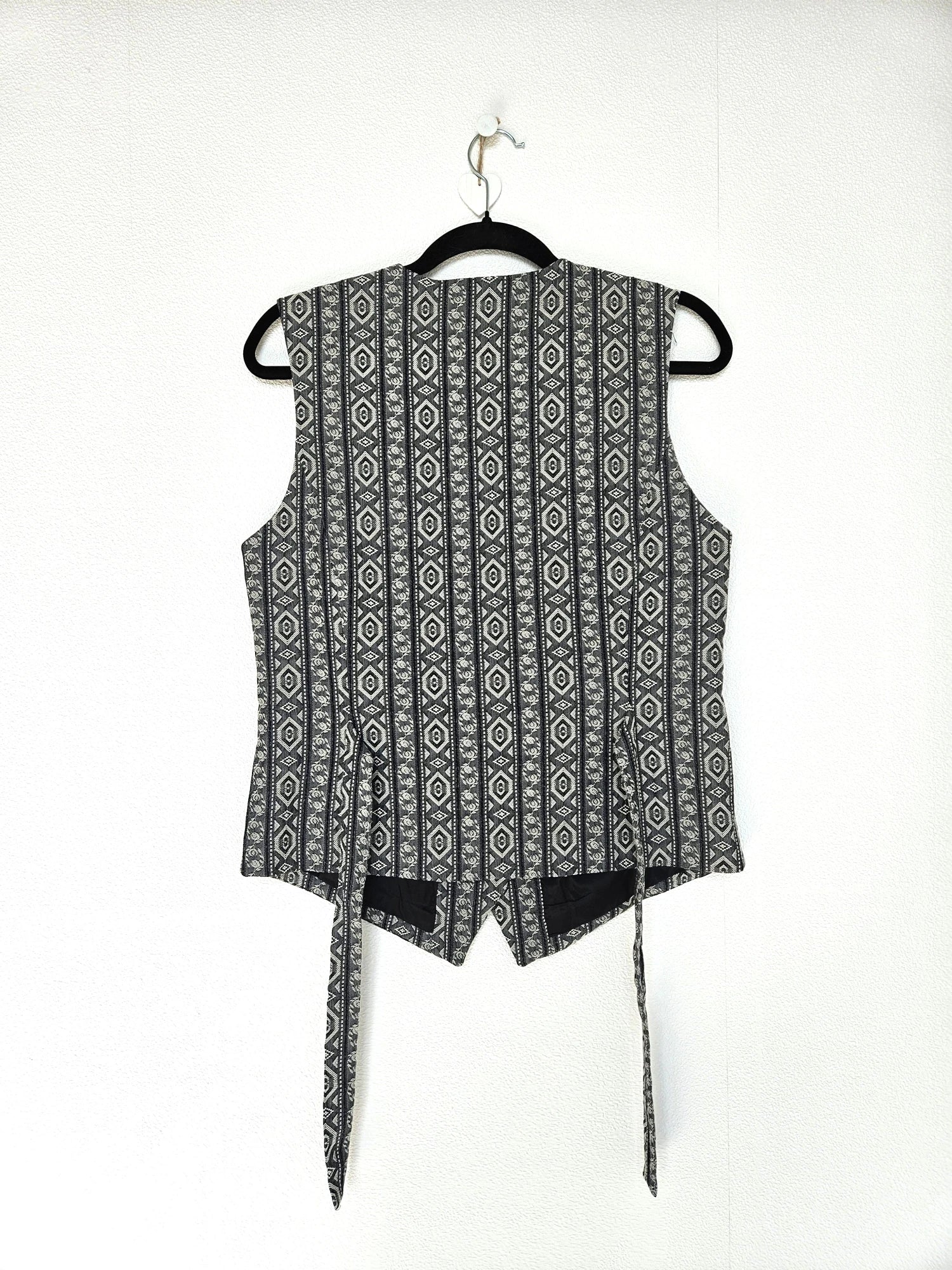 Katoenen vintage gilet met witte borduursels | M/L