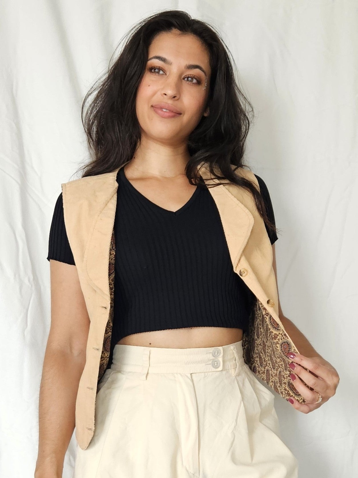 Corduroy vintage gilet van katoen | L