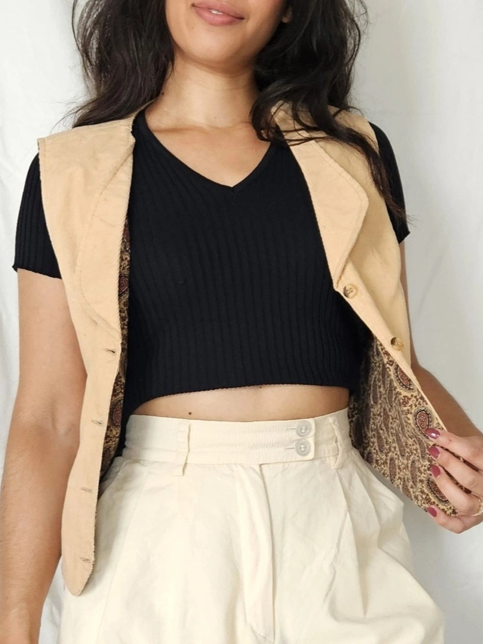 Corduroy vintage gilet van katoen | L