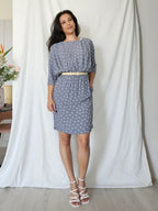 Blauwgrijze viscose vintage jurk | M