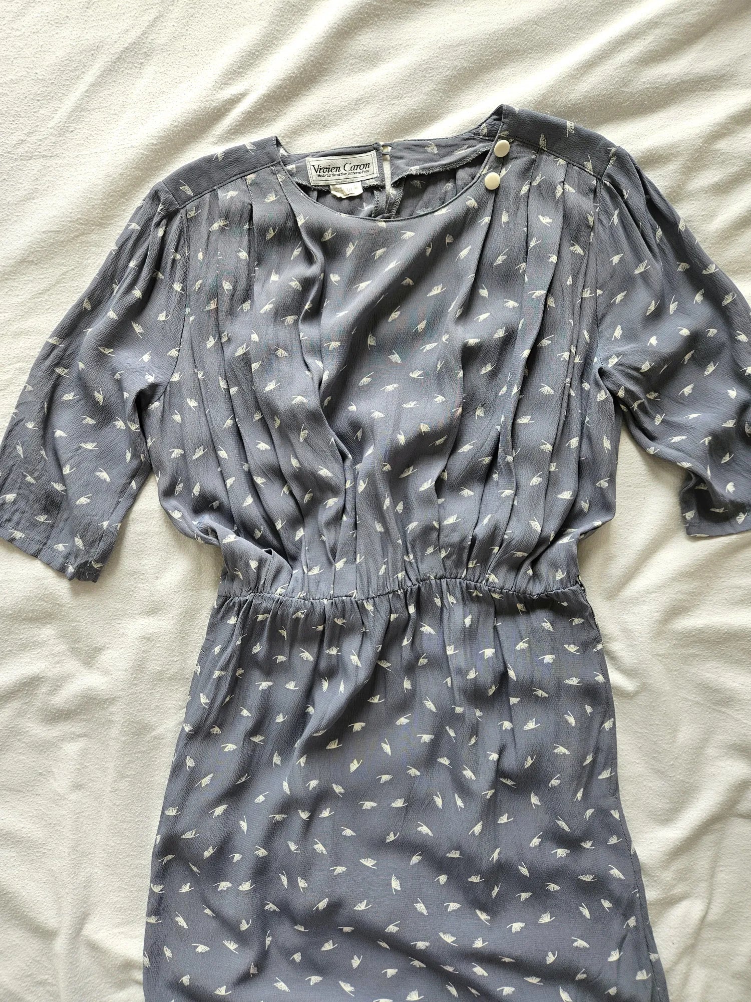 Blauwgrijze viscose vintage jurk | M