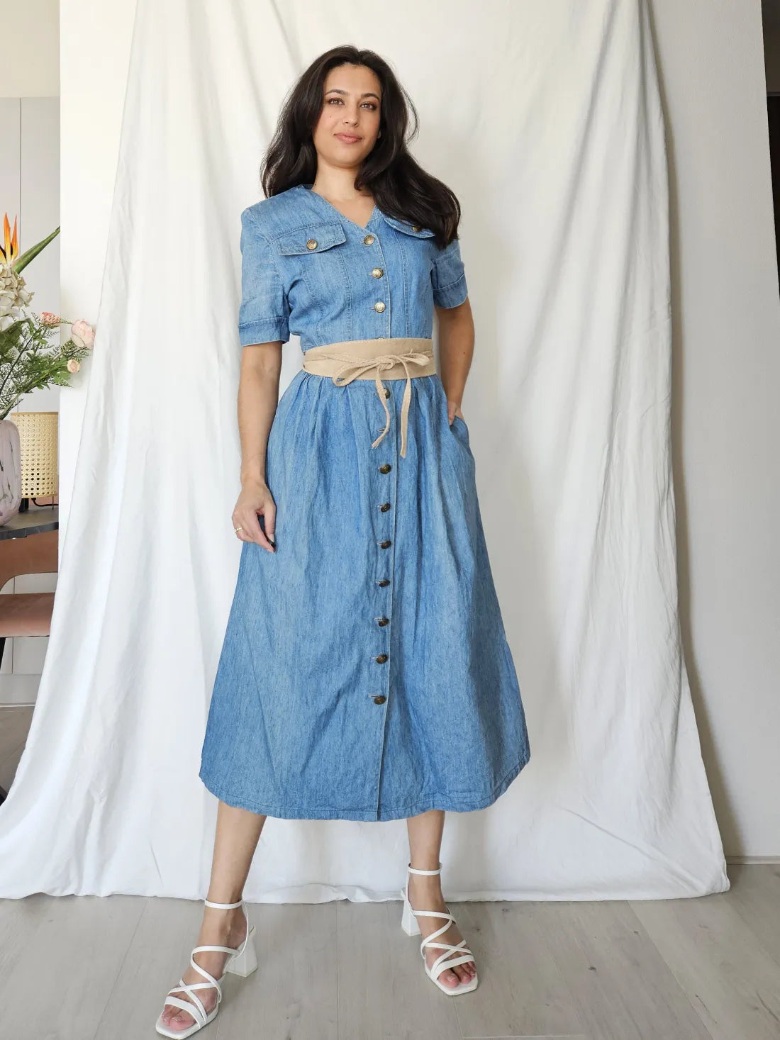Betty Barclay vintage denim jurk katoen | M