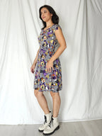 Grijze vintage jurk met funky print | XS