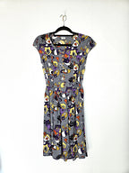 Grijze vintage jurk met funky print | XS
