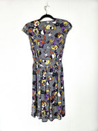 Grijze vintage jurk met funky print | XS